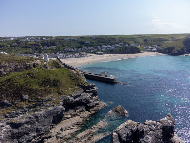 Portreath ilmasta Cornwall England uk drone  - Valokuva, kuva