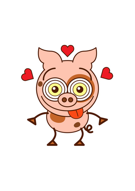 Пухленькая свинья высовывает язык
 - Вектор,изображение