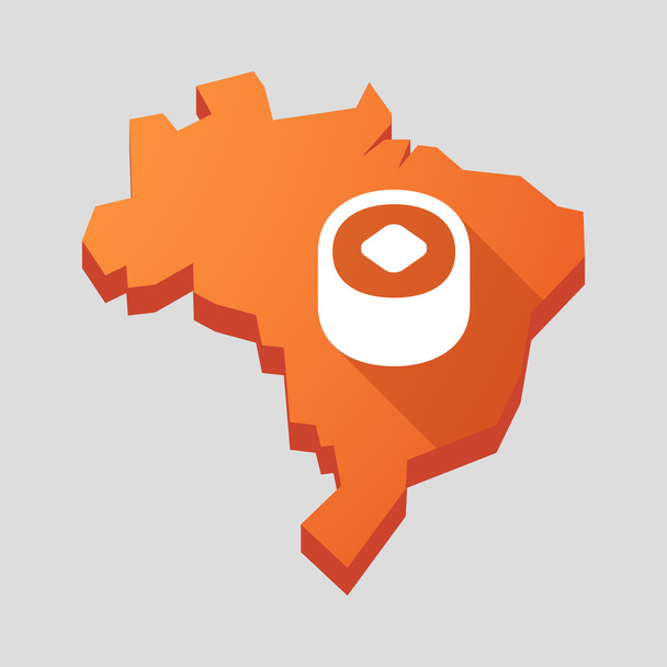 Oranje Brazilië kaart met een sushi - Vector, afbeelding