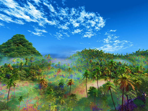 tropické krajiny a modrá obloha - Fotografie, Obrázek