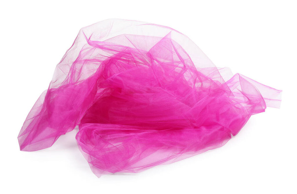 Beautiful pink tulle fabric on white background - Foto, immagini