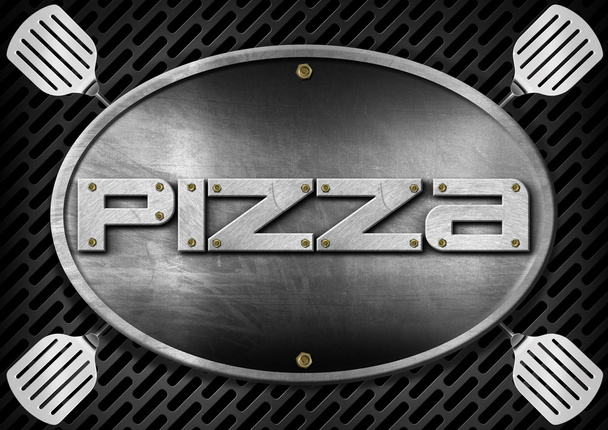 Signo metálico de pizza
 - Foto, imagen