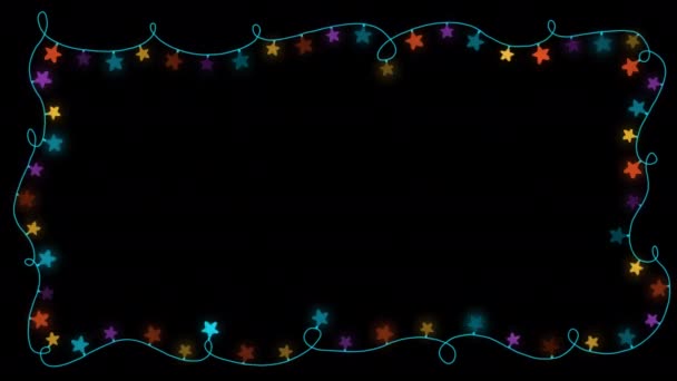 Fotokopi uzay partisi, Noel veya yeni yıl alfa kanallı çelenk animasyonu ile ışık saçan sicim çerçevesi ve sınırı - Video, Çekim