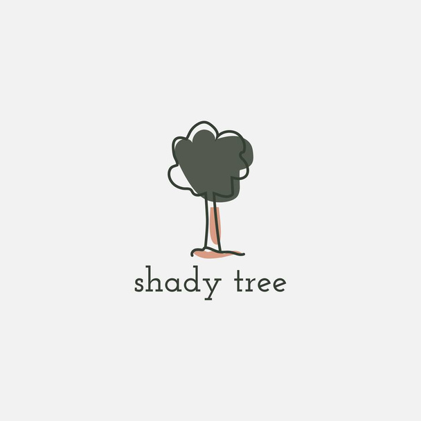 Σκιερό λογότυπο δέντρου με μινιμαλιστική έννοια. - Διάνυσμα, εικόνα