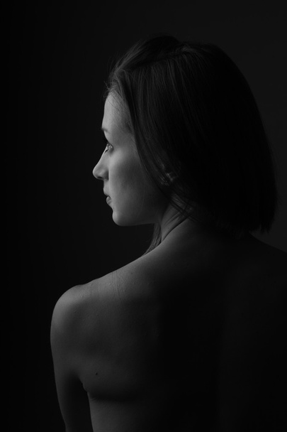 Monochrome portrait of a beautiful young woman - Photo, Image