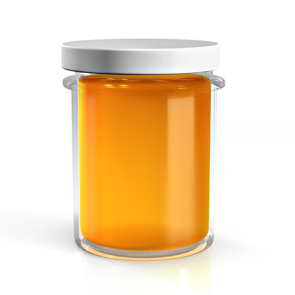 Vaso di vetro miele isolato su sfondo bianco
 - Foto, immagini