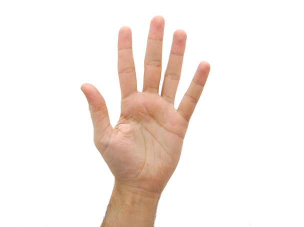 Otevřené muži ruku. Číslo pět gesto izolovaných na bílém pozadí - Fotografie, Obrázek