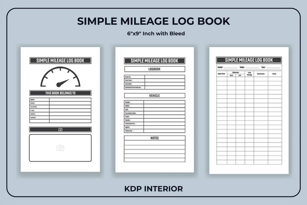 Modelo de livro de registro de quilometragem simples - Vetor, Imagem