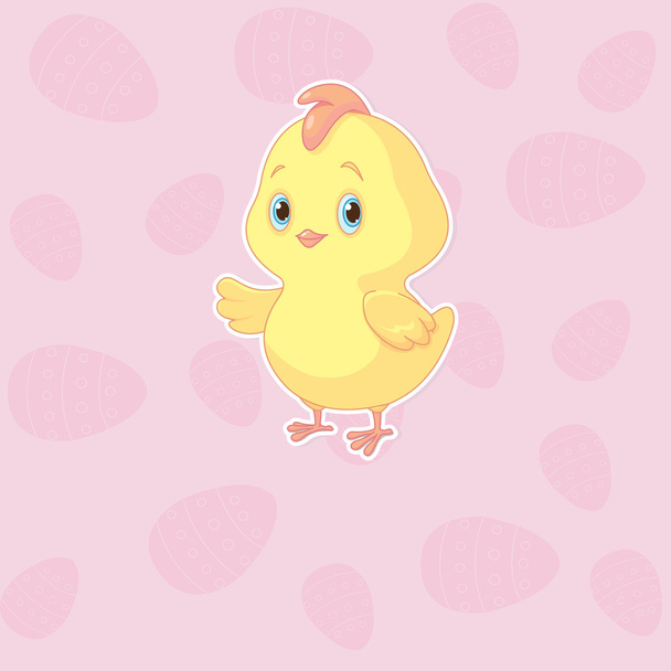 Cute yellow chicken - Vetor, Imagem