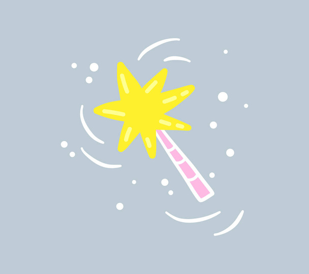Jolie baguette magique doodle. Simple étoile forme merveille bâton. - Vecteur, image