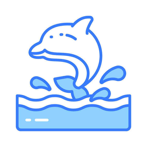Sprawdź tę kreatywnie zaprojektowaną ikonę delfinów w nowoczesnym stylu, - Wektor, obraz