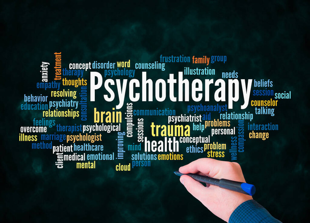 Word Cloud with PSYCHOTHERAPY concept create with text only. - 写真・画像