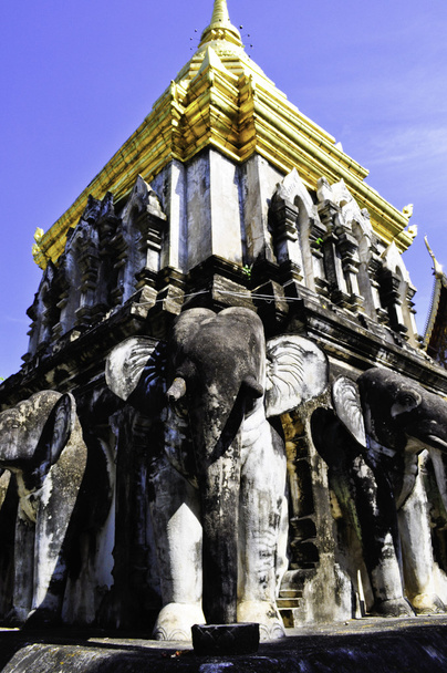 Thai Temple with Stone Elephants - Photo, Image