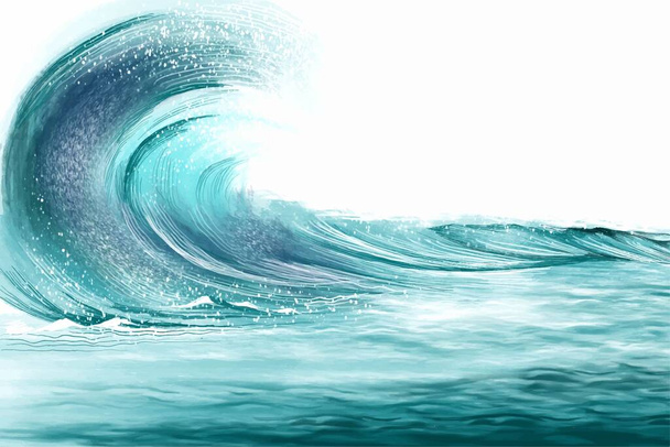 Élégant océan mer bleu vague fond - Vecteur, image