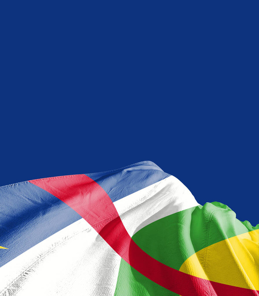 中央アフリカ共和国の濃い青に対する旗 - 写真・画像