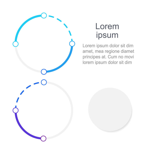 Creative blue gradient circle infographic chart design element set. Abstract vector symbols for infochart with blank copy spaces. Instructional graphics kit. Arial Regular font used - Вектор,изображение