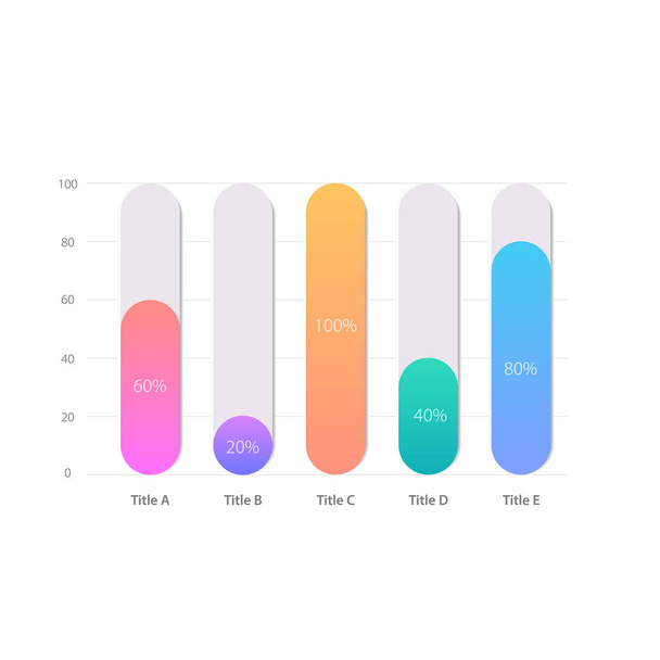 Rectangular infographic chart design template. Compare percentage difference. Competitive products. Infochart with vertical bar graphs. Visual data presentation. Myriad Pro-Bold, Regular fonts used - ベクター画像