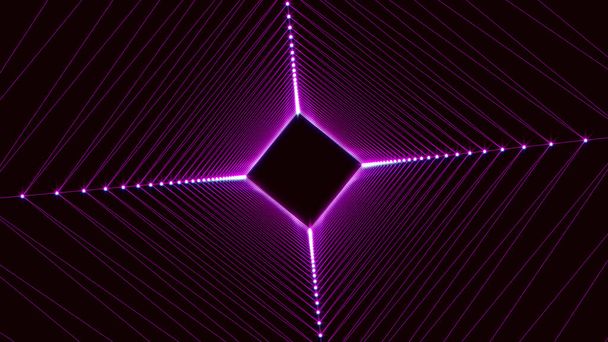 Ein 3D-Rendering eines futuristischen technologischen abstrakten Hintergrunds mit glühenden Linien. abstraktes lila Innere einer runden Röhre - Foto, Bild