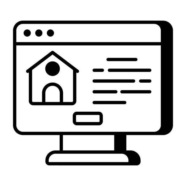 Conceptual flat design icon of real estate website - Vettoriali, immagini