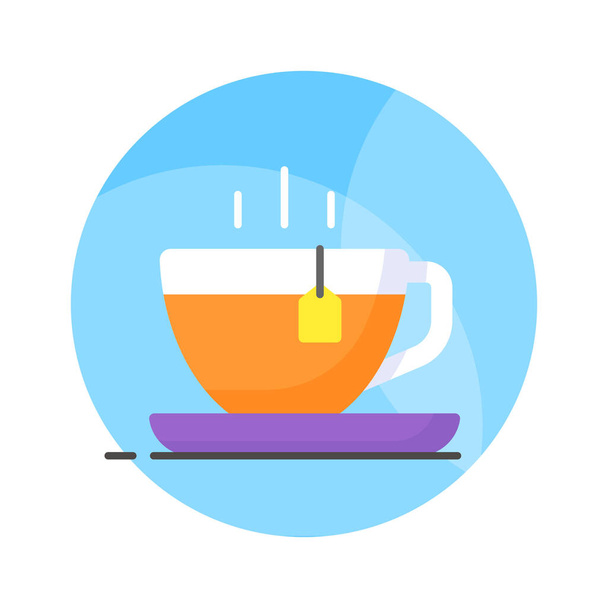 A hot tea cup vector icon design, hot beverage concept - Wektor, obraz