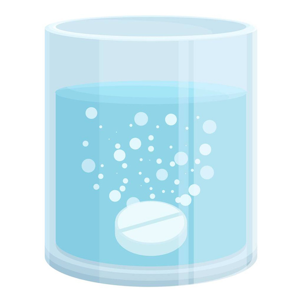 Glass mineral water icon cartoon vector. Medicine vitamin. Powder fruit - Вектор, зображення