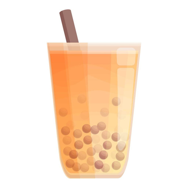 Summer glass icon cartoon vector. Drink cup. Delicious dessert - ベクター画像