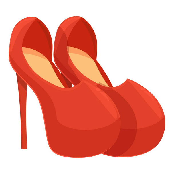 Zapatos rojos de tacón alto icono vector de dibujos animados. Moda femenina. Chica de compras - Vector, imagen