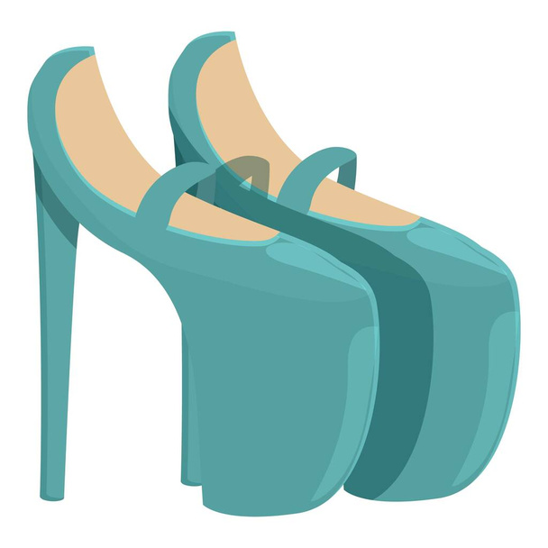 Big high heels shoes icon cartoon vector. Female shoe. Classic dance - Vector, imagen