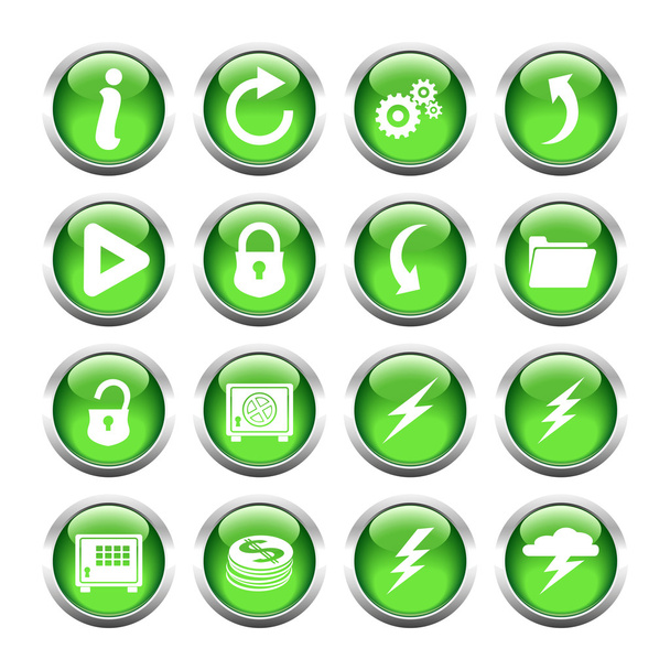 Set of buttons for web, open lock, safe, information, arrow, lig - Vektor, kép