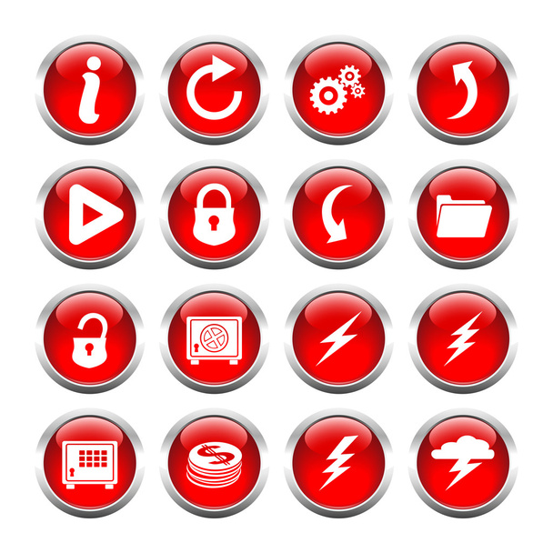 Set of buttons for web, open lock, safe, information, arrow, lig - Vector, afbeelding