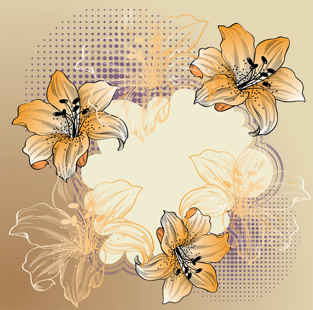 Fondo floral con lirios
 - Vector, Imagen