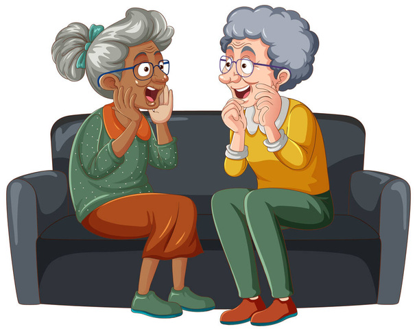 Grand-mère de race différente parlant illustration - Vecteur, image