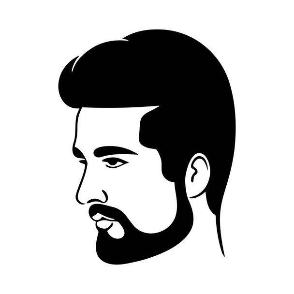 Man head silhoutte, Beautiful face with beard fashion icon - Vektori, kuva