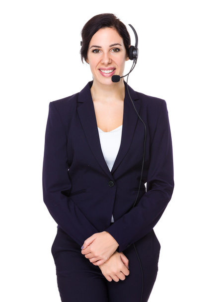 Kaukasische vrouwelijke call center operator - Foto, afbeelding