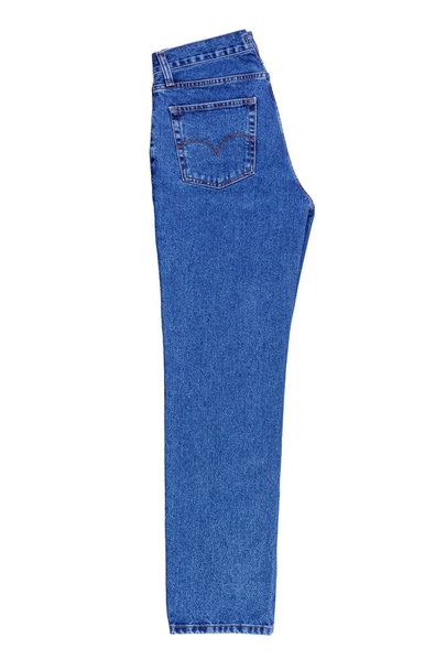 Blaue Jeans für Männer auf weißem Hintergrund in Großaufnahme - Foto, Bild