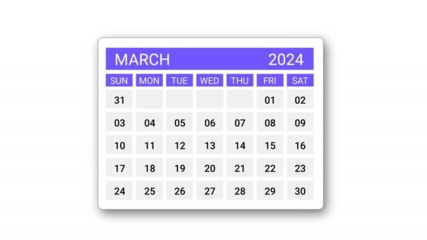 Ημερολόγιο 2024, Ημερολόγιο βίντεο κινουμένων σχεδίων, Ημερολόγιο έτους  - Πλάνα, βίντεο