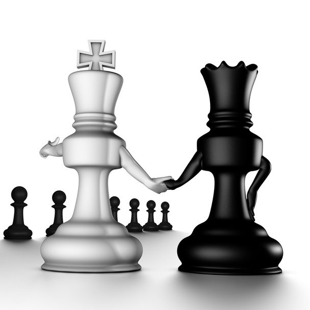 A couple king/queen, looking to the pawns - Foto, Imagem