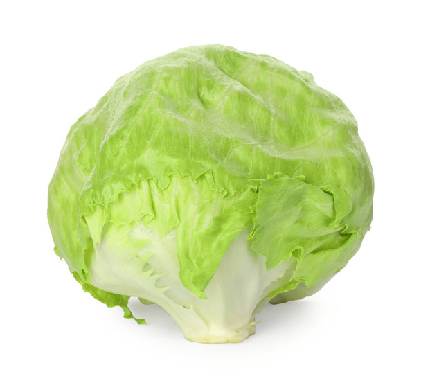 Fresh green iceberg lettuce isolated on white - Foto, afbeelding