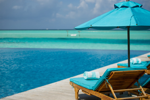 Şezlong Maldivlere tatil - Fotoğraf, Görsel