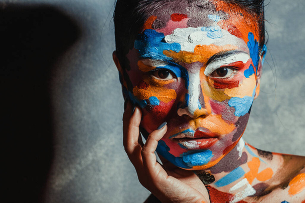 Asian woman with faceart face art - Photo, Image