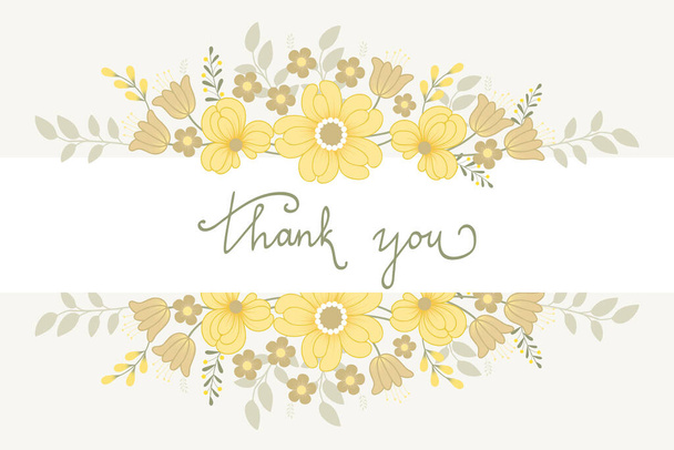 Danke-Banner mit gelben Blumen. Wertschätzung. Vektorillustration - Vektor, Bild