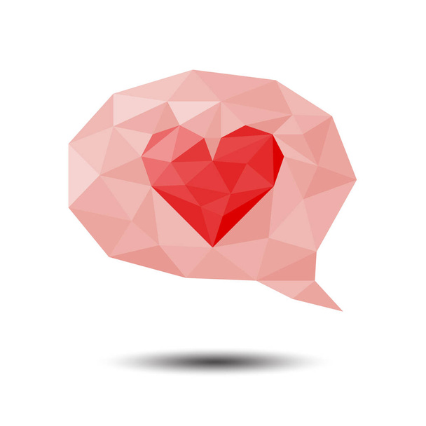 Polygon Bubble with heart Icon on white background - Vector, Image