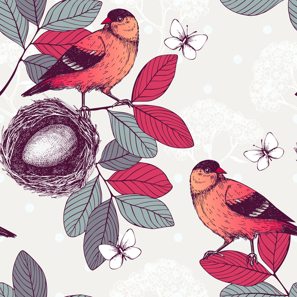 Seamless pattern with birds - ベクター画像