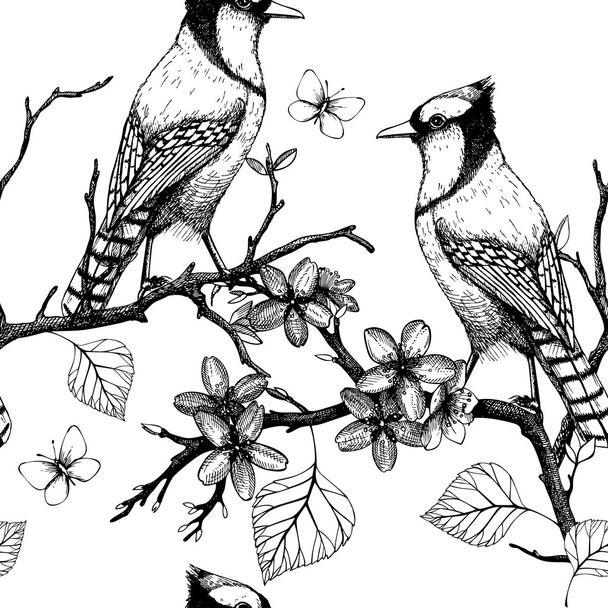 Seamless pattern with birds - Vettoriali, immagini