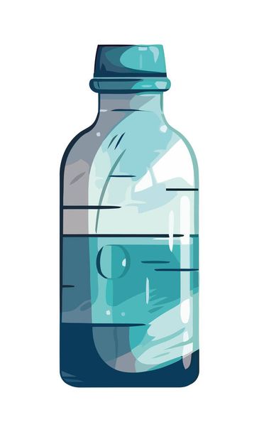Transparent plastic bottle with blue liquid icon isolated - Vector, Imagen