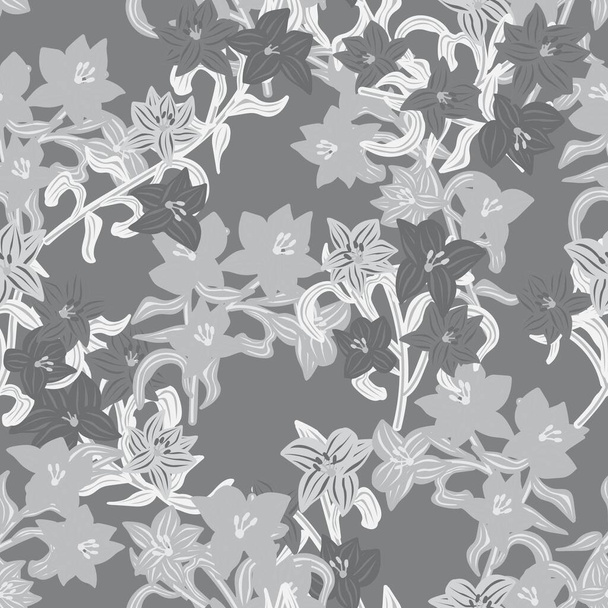 Monocromático Oriental Floral sem costura fundo padrão para têxteis de moda, gráficos, fundos e artesanato - Vetor, Imagem