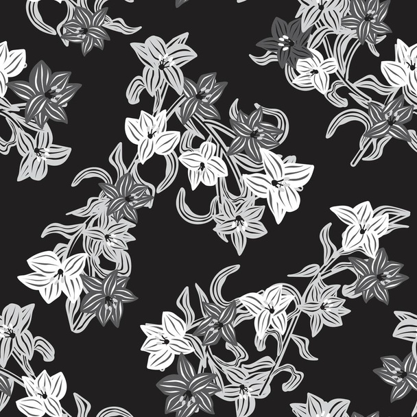 Monocromático Oriental Floral sem costura fundo padrão para têxteis de moda, gráficos, fundos e artesanato - Vetor, Imagem