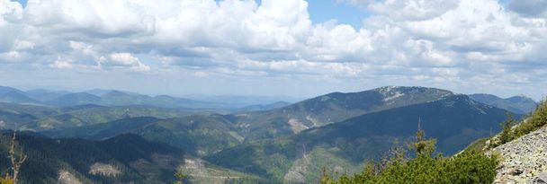Carpathian mountains panarama. photo taken at an altitude of 1800 meters above sea level. - Photo, Image