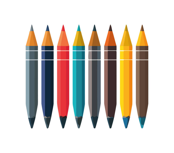 Multi colored pencils in a rainbow arrangement icon isolated - Vektor, obrázek