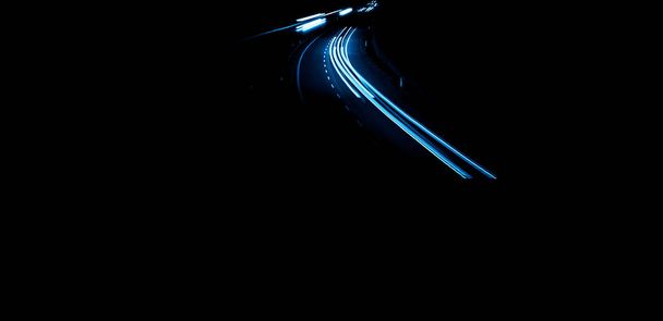 blue car lights at night. long exposure - Photo, image